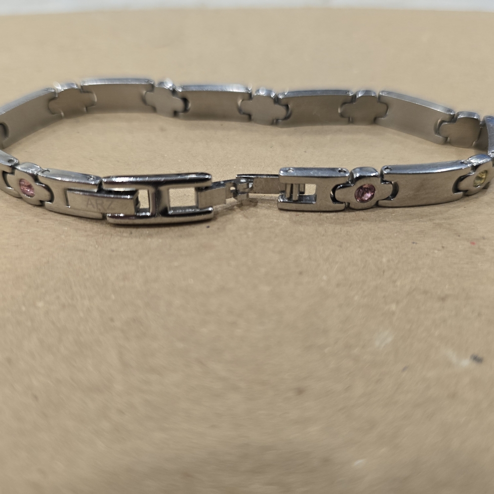 Stainless Steel Bracelet with Multi Colored Accents